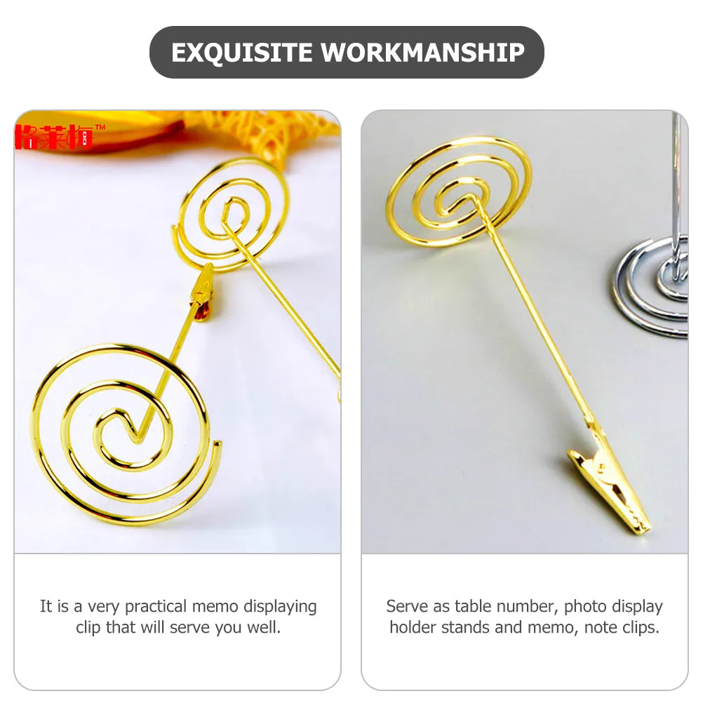 10Pcs Stainless Steel Memo Clips Multi-Function Photo Holders Reusable Table Card Stands Secure Desktop Note Clips