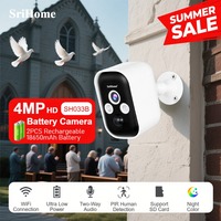 SriHome 4MP Battery camera PIR Detection18650 Battery Low Power Consumption Cctv Surveillance Security Camera SH033B