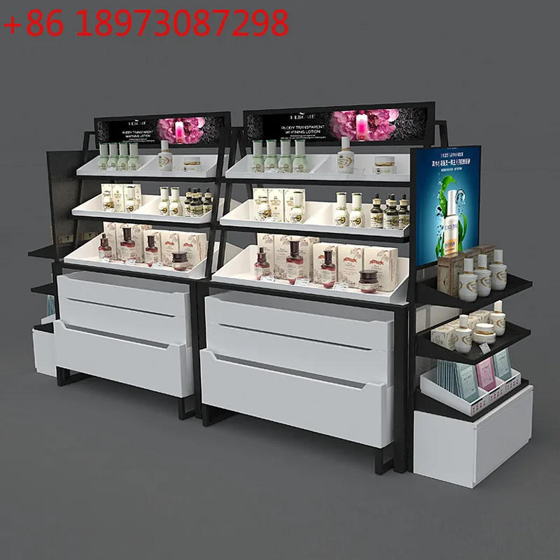

Cosmetics Zhongdao Cabinet Taiwan Iron Wooden Shelf Display Cabinet Double-sided Skin Care Showcase