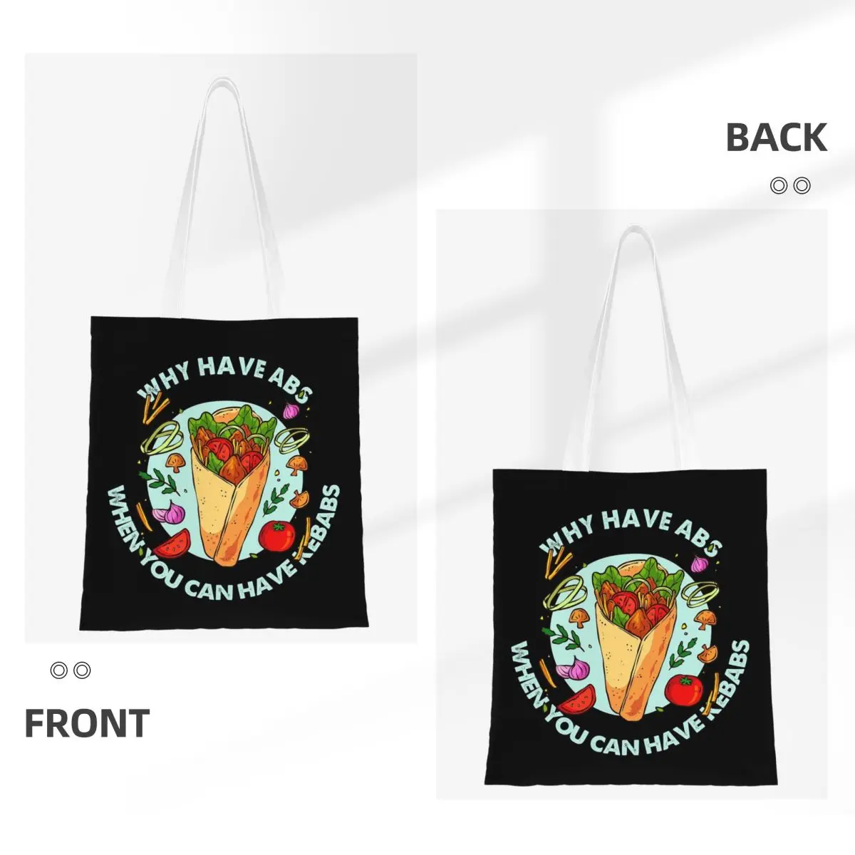 DONER KEBAB When You Can Have Kebabs Shopping Bags Foldable Canvas The Tote Bag Ladies Shoulder Tote Travel Handbag