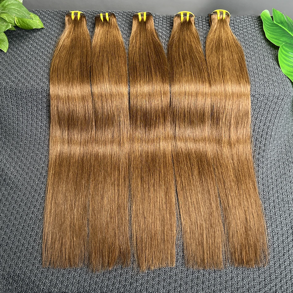 

# 4 пучка коричневого цвета, прямые человеческие волосы с двойным утком, вьетнамские наращивания волос, плетение 16-30 дюймов, 100 грамм для женщин