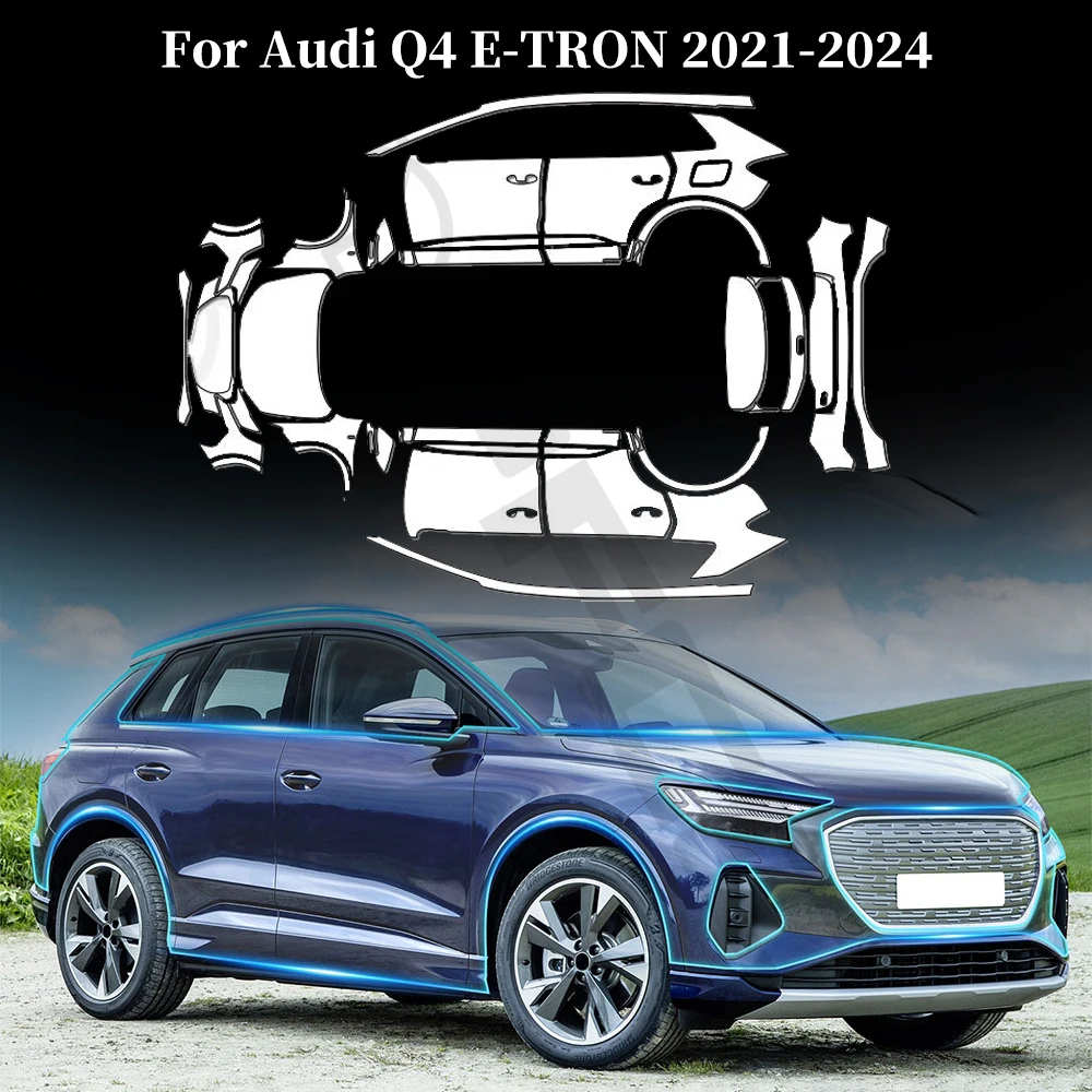 

For Audi Q4 E-TRON 2021-2024 TPU Paint Protection Film Car Body Anti-Scratch Clear Bra Pre-cut PPF Resistant Self-adhesive Cover