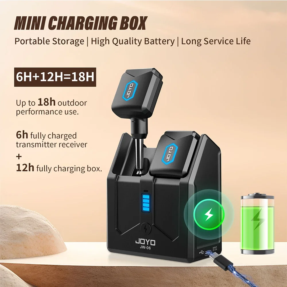 

JOYO JW-06 Wireless Guitar System 5.8GHz Digital Wireless Guitar Transmitter and Receiver with Portable Charging Case