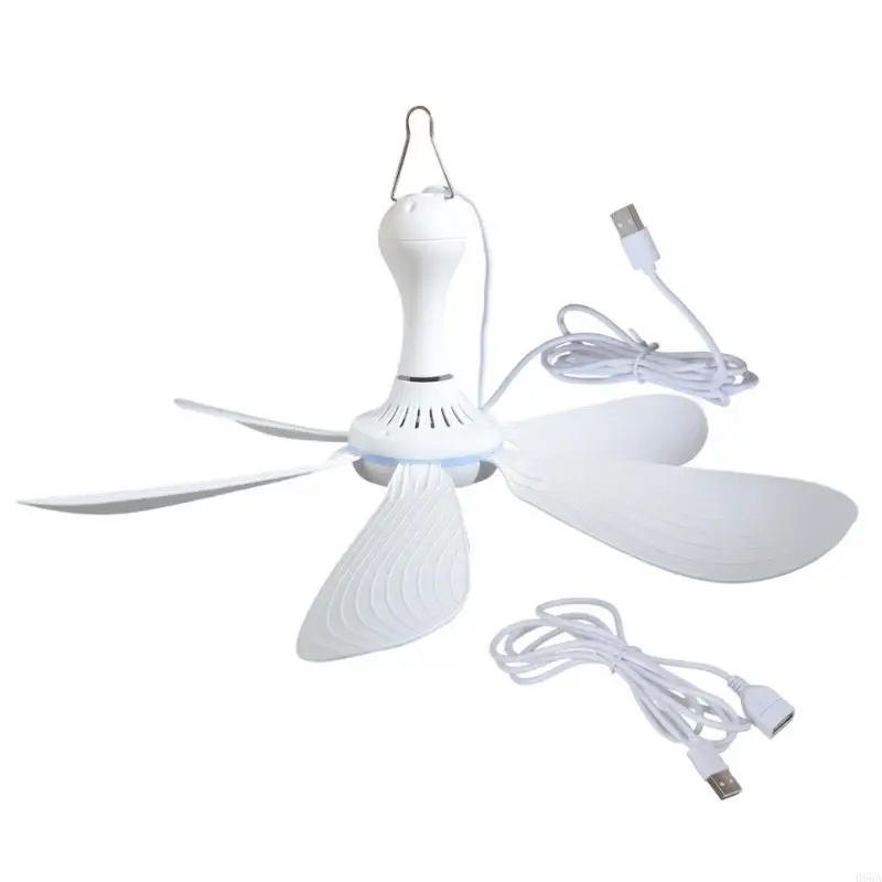 

16.5-inch USB ceiling fan: 5V 5W portable cooling solution with 10.7-foot power cord.