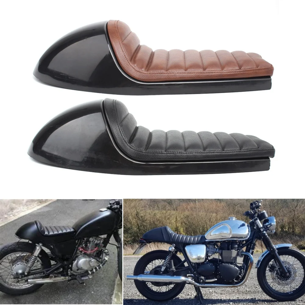 Set Sella Moto Cafe Racer Retrò Vintage con Base per BMW Yamaha Honda Suzuki Triumph Bonneville