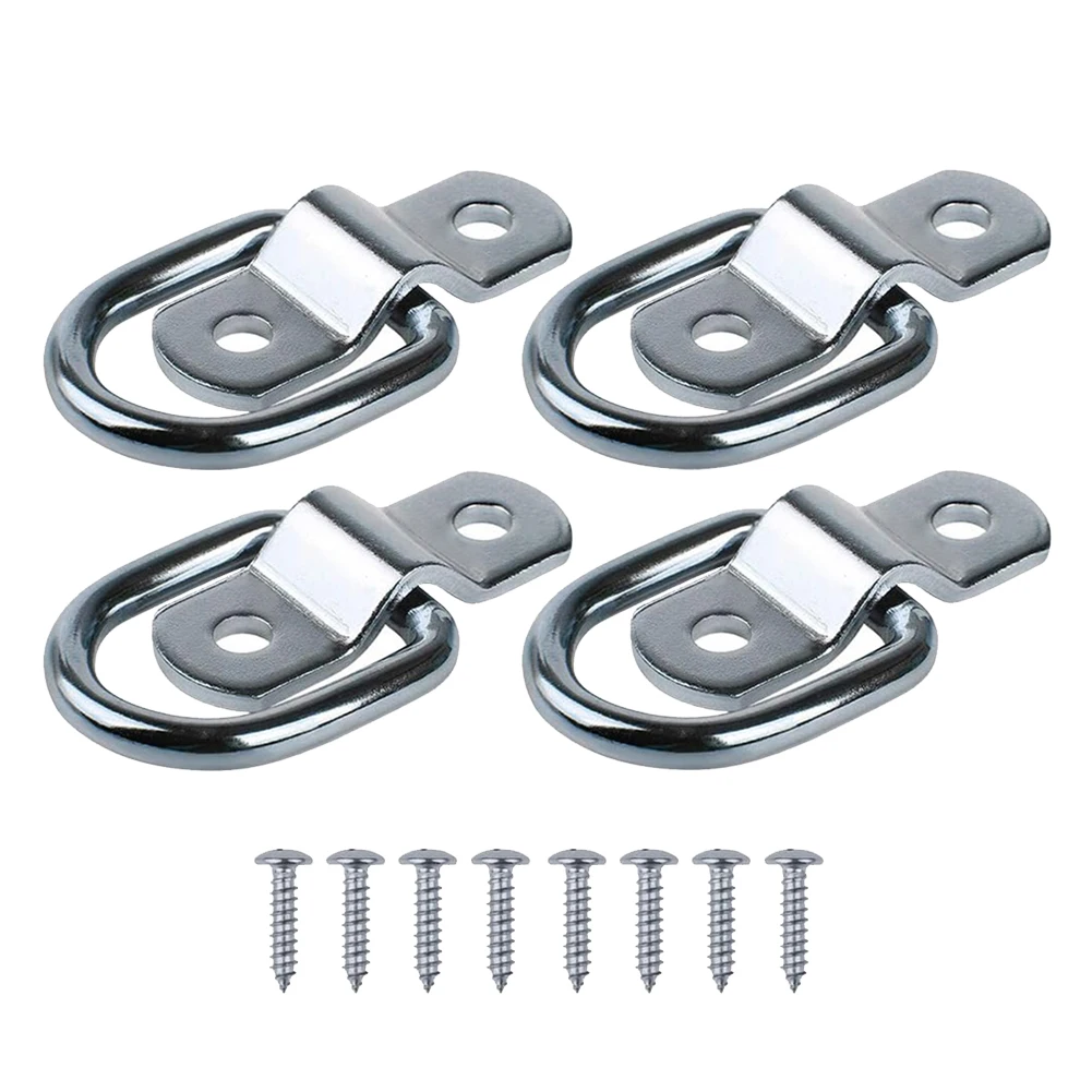 3/8” Heavy Duty D Rings Tie Down Anchors Hooks for Trailer Truck Bed Pickup RV Camper ATV Boat Kayak Motor Bike 4 Pack