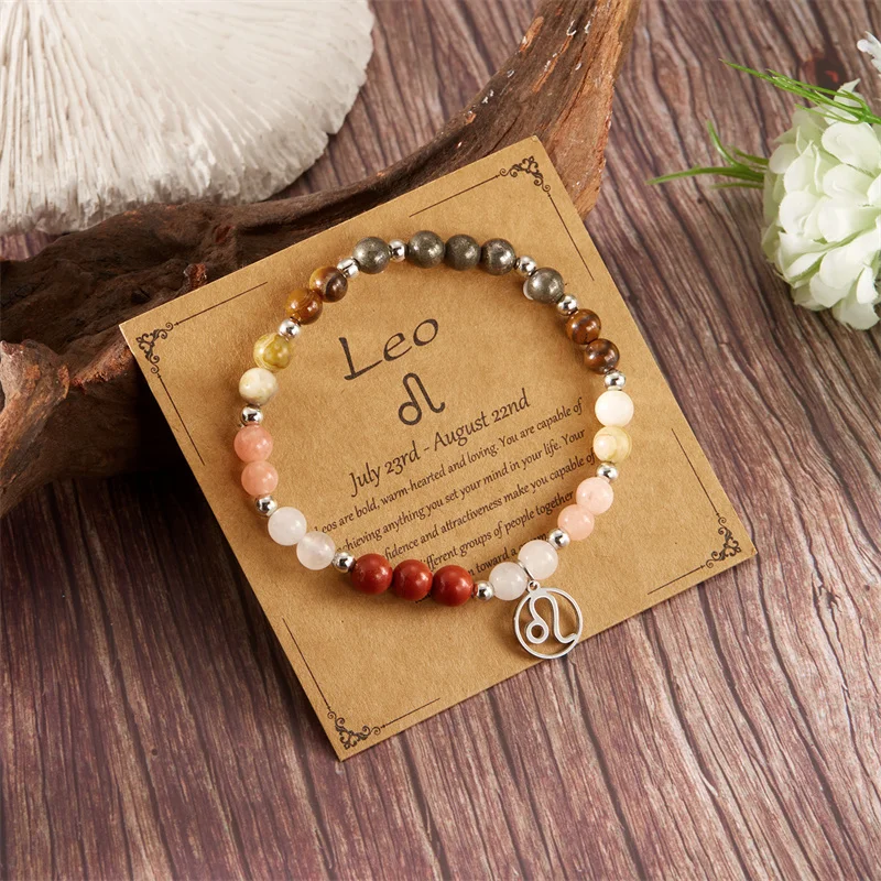Pulsera con cuentas del zodiaco de 12 Aries, toro, Géminis, cáncer, Leo, Virgo, Libra, Escorpio, Acuario, Piscis, regalos, joyería para mujer