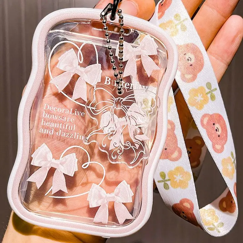 ซองใส่บัตรใสแบบมีสายคล้องคอสำหรับผู้หญิง ใส่บัตรพนักงาน บัตรนักเรียน พร้อมที่ใส่บัตรประจำตัวและเข็มทิศ