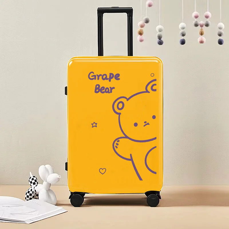 Bear rabbit children\'s suitcase schoolgirl universal wheel 20 inch luggage cartoon cute trolley box combination box