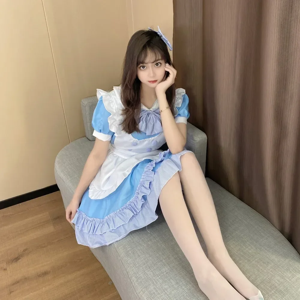 Tenue de femme de chambre japonaise Kawaii pour femme, robe Lolita, olympiques de cosplay Anime à volants doux, uniforme d'écolière sexy d'Halloween