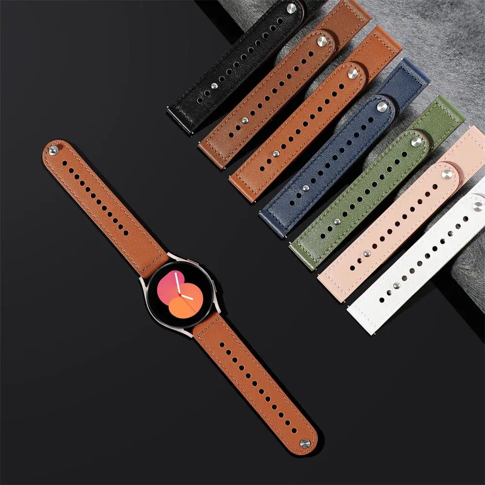 Leather Strap For Samsung Galaxy Watch 5 pro/4 6 Classic/3/active 2/Gear S3 22mm/20mm bracelet Huawei watch gt 2 3 pro 46mm band