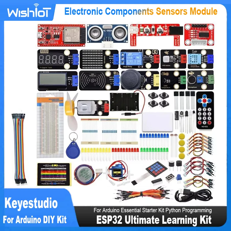 KEYESTUDIO ESP32 Ultimate Learning Kit Componenti elettronici Modulo sensori per Arduino Essential Starter Kit Programmazione Python