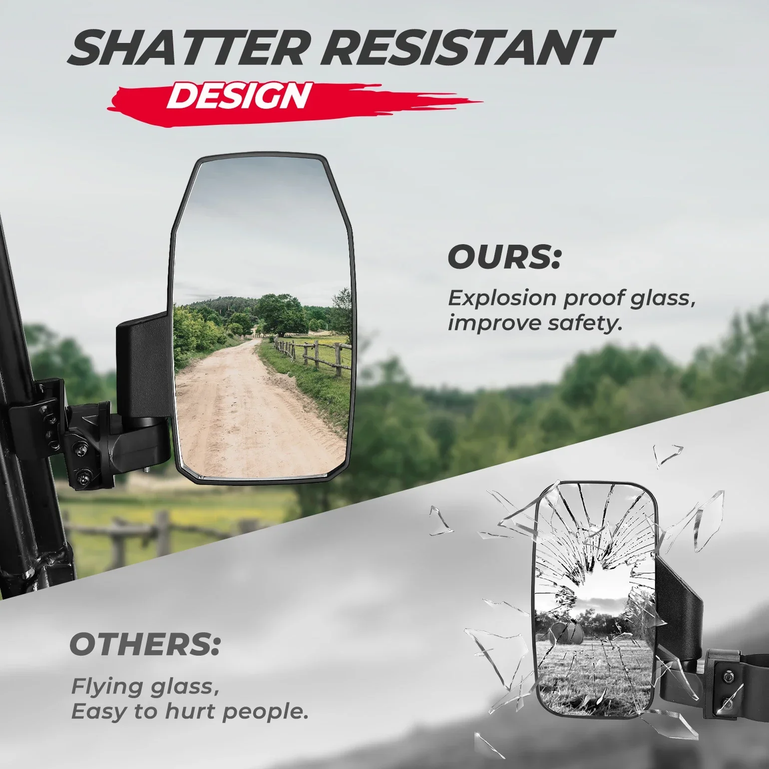 KEMIMOTO UTV サイドミラー ポラリス レンジャー XP 1000 900 570 ジェネラル 1000 マベリック用 キャン-アム ディフェンダー 2013-2023 対応