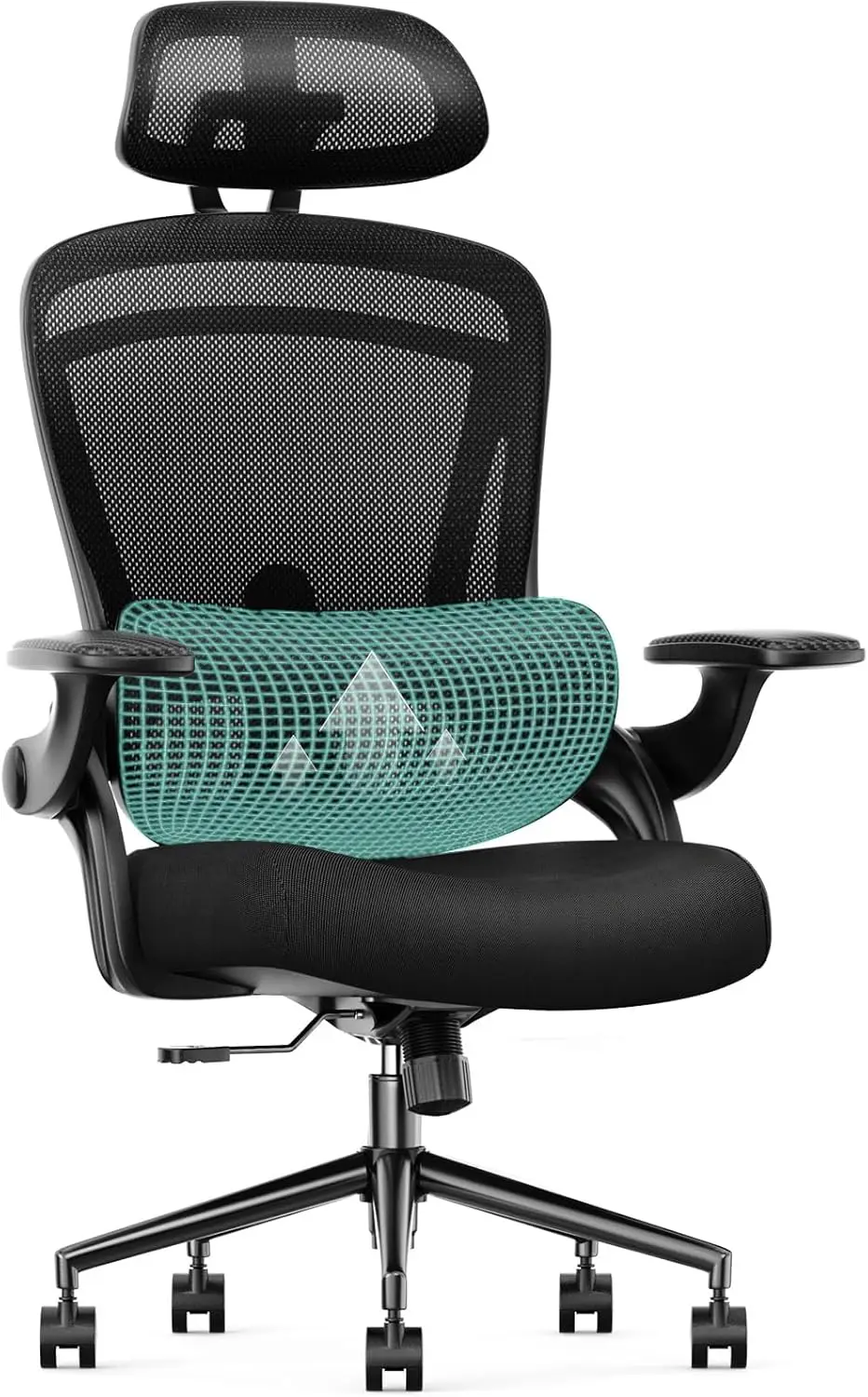 

Ergonomic Mesh Office Chair, High Back with 2D Headrest, Up&Down Lumbar Support, Swivel Computer Task Desk Chairs