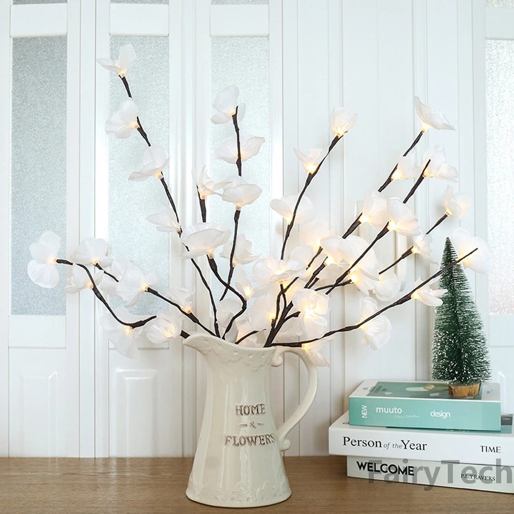 20 led flor corda luz de fadas borboleta orquídea ramo guirlanda luz vaso enchimento flor luz de fadas natal decoração para casa