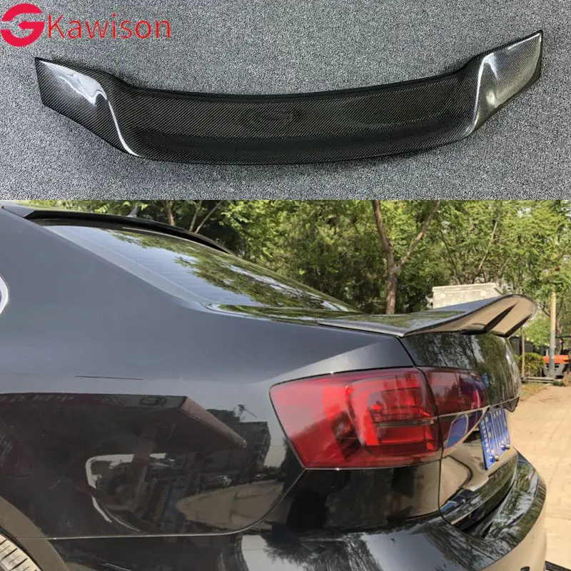 

For Volkswagen VW Jetta Spoiler 2013-2018 Carbon Fiber Material Car Rear Wing Primer Color Rear Spoiler