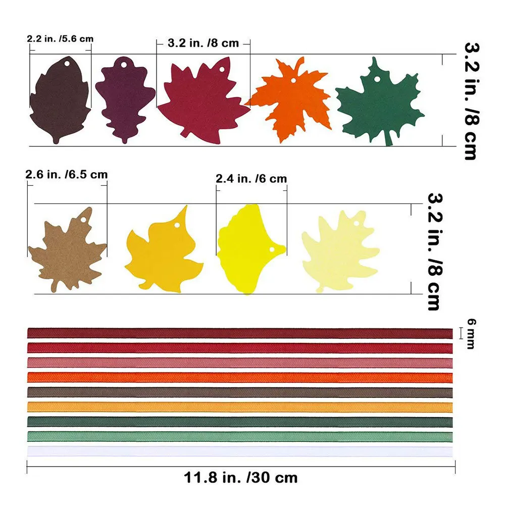 180 قطعة من ورق الكرافت لعيد الشكر، علامات هدايا على شكل ورقة القيقب، رسالة، علامة تزيين عيد الميلاد، مجموعة ألوان عشوائية #3