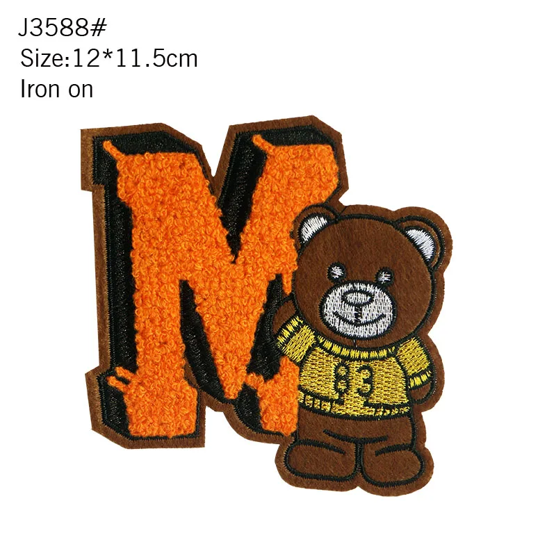 Cute Cool Sewing Ironing Mix Color Towel Letter Bear Star Patch DIY Badge Decoration Children\'s Casual T-shirt Trousers Backpack