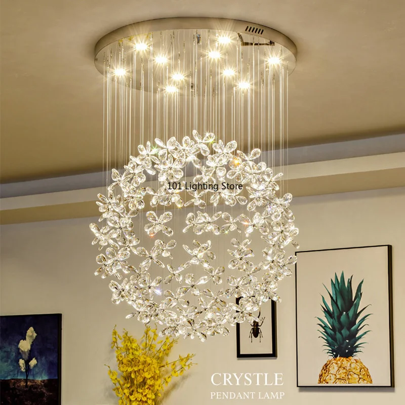 Lámparas de araña de cristal de lujo, lámparas de araña modernas para techo, artículos de decoración para el hogar, iluminación colgante para sala de estar, mesa de comedor