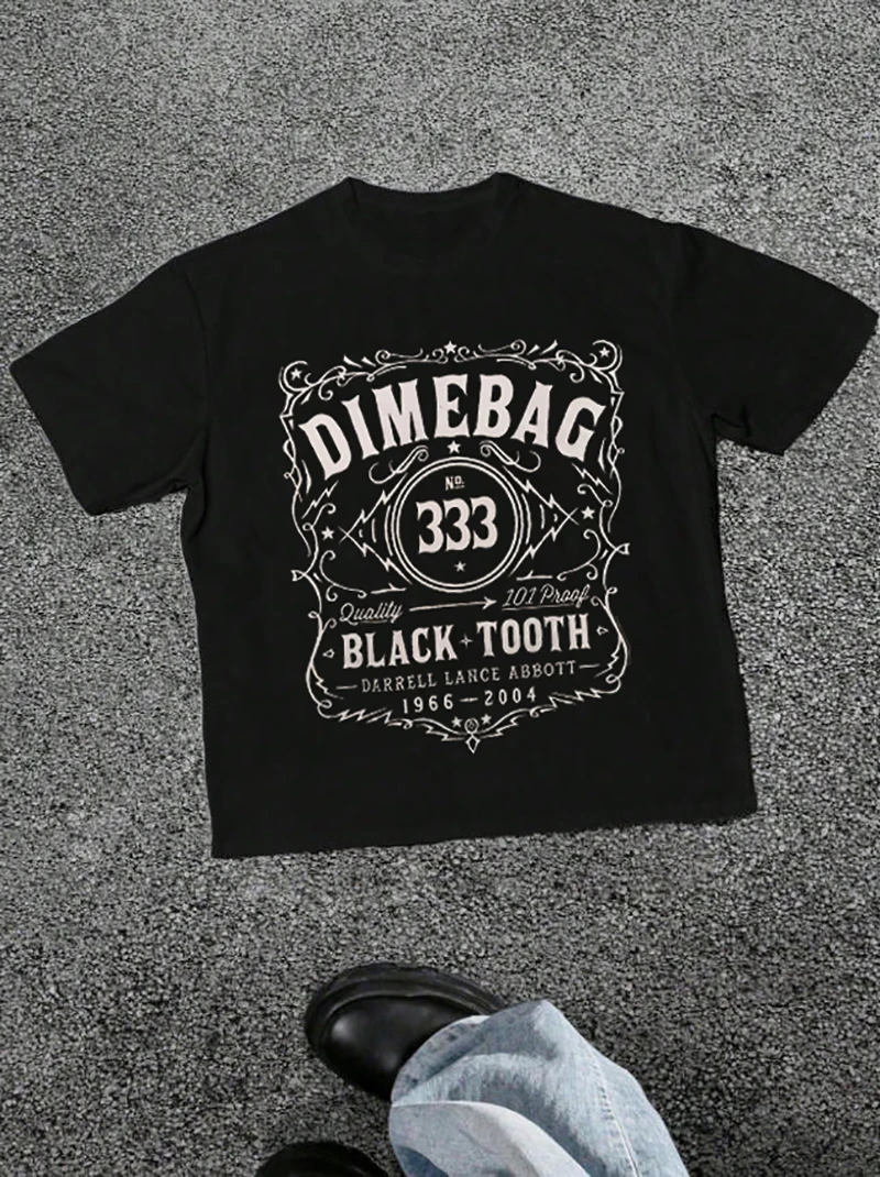 

Darrell Men's Graphic T-Shirt, Casual Short-Sleeve T-Shirt with Dimebag and Teeth Design, Perfect for Outdoor Activities and Parties.