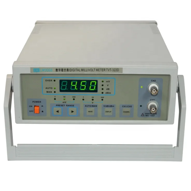 

LW-322D Digital Millivoltmeter Auto/Manual CH1/CH2 Digital Millivoltmeter 10Hz~2MHz Electrical Instrument Analog Multimeter