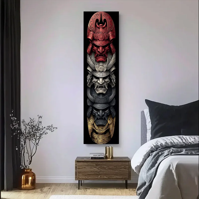 Tapestry Blanket Large Wall Tapestry 1Pc cascading samurai mask art vertical wall hanging, suitable for living room, bedroom,