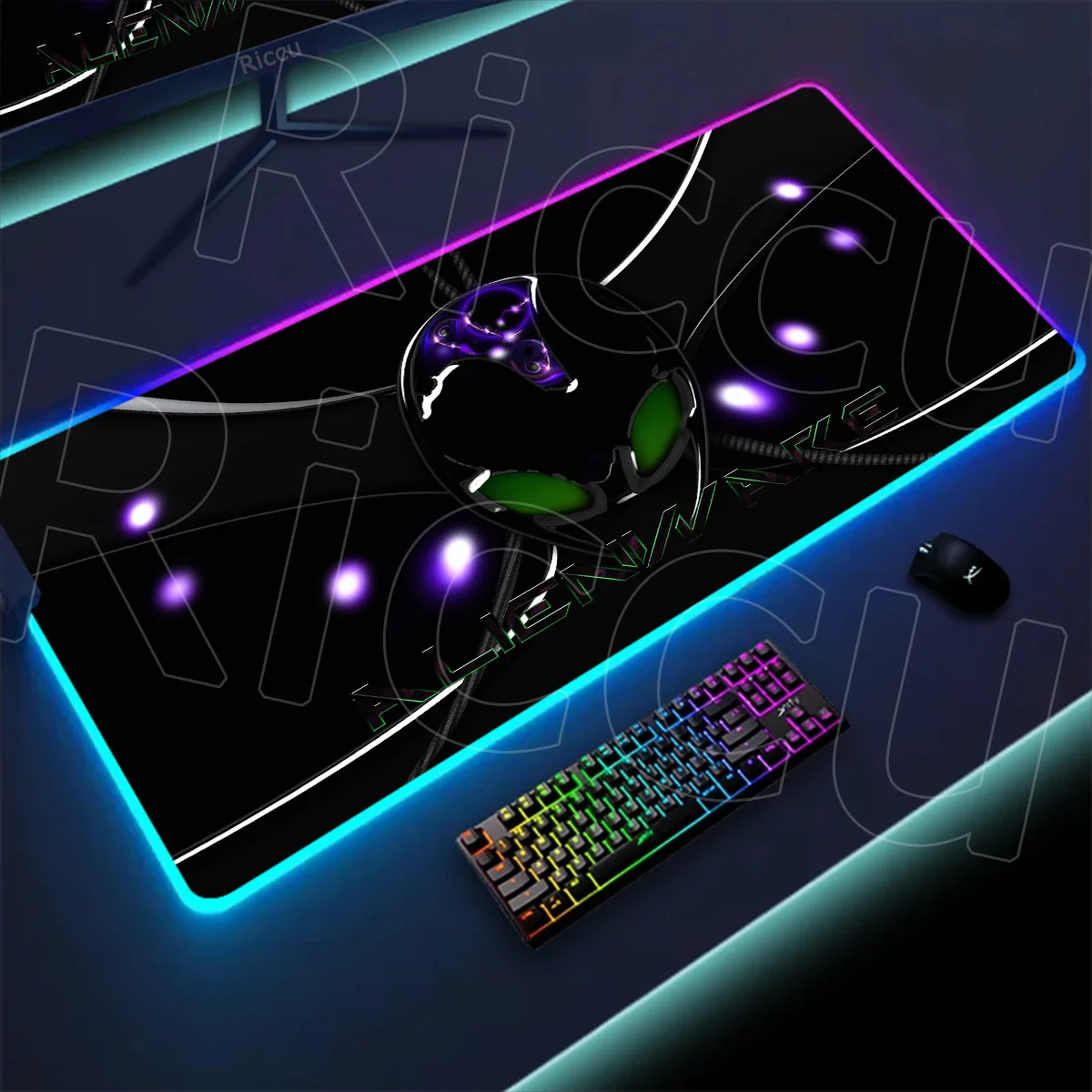 

HD Printing Alienware Luminescence Mousepad RGB Black XXL Gaming Colorful Mouse Pad Keyboard Table Mat for Laptop Gamer Desk Mat