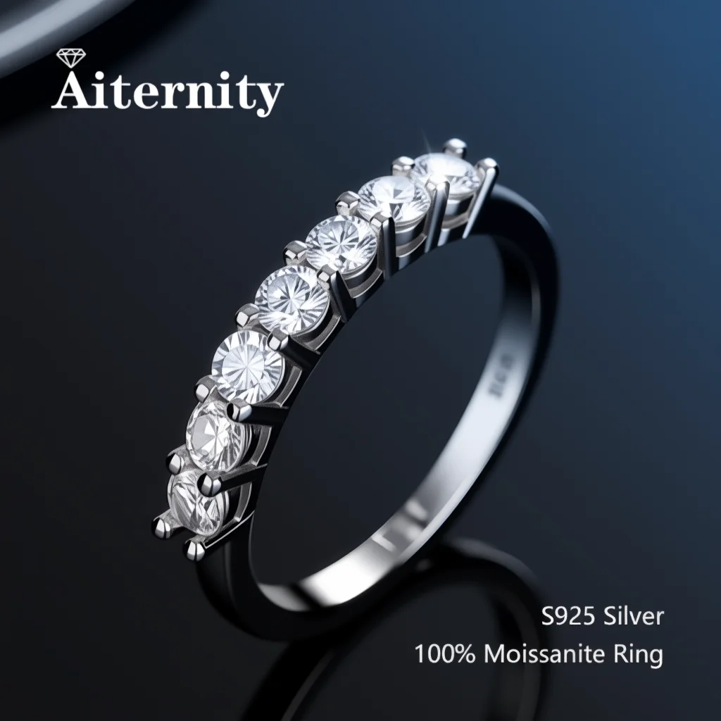 100% Pass Diamond Tester Pen Moissanite Ring Matching Wedding Diamond Band For Women 925 Sterling Silver Single Tail Ring
