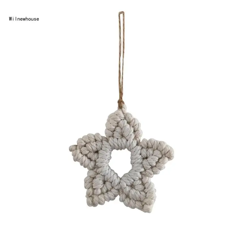 

Handwoven Christmas Star Pendant Hanging Ornament Crafts for Farmhouse Front Door Decoration Present Dropship