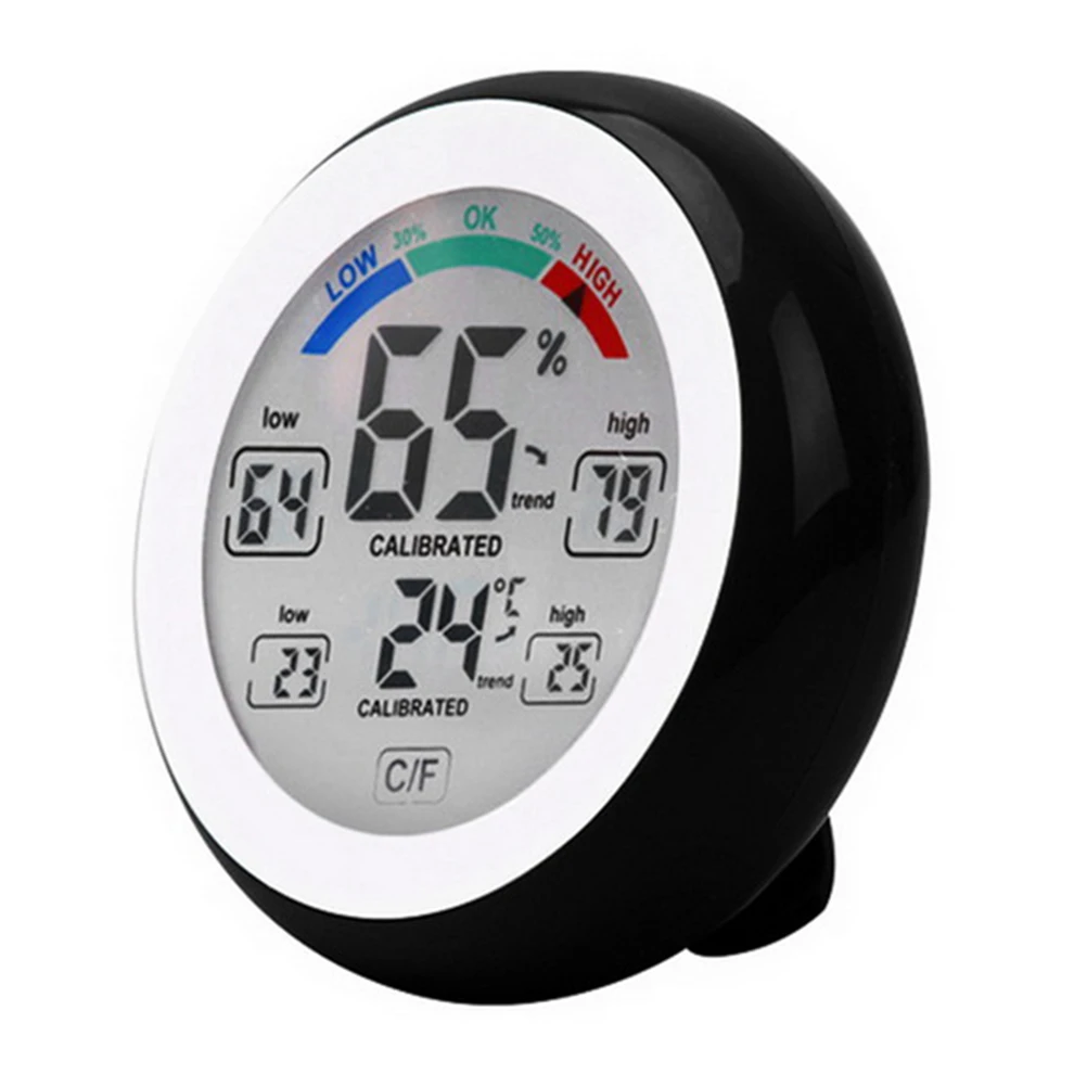 

Touch Screen Thermometer Digital Hygrometer Temperature Gauge Room Plastic Home Office Bedroom Greenhouse