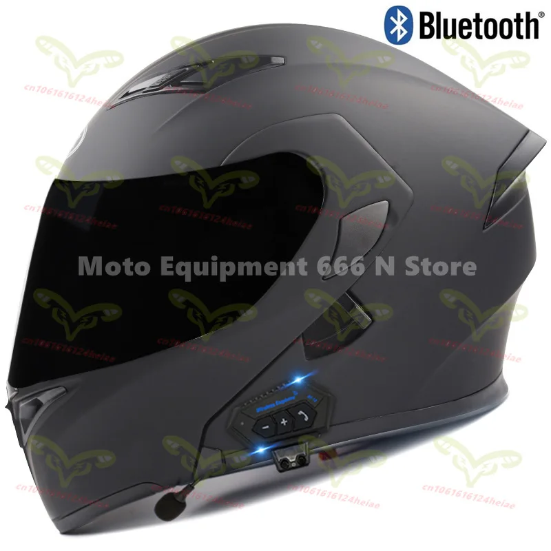 Men Women Bluetooth Motorcycle Helmet DOT Approved Waterproof Longer Endurance Double Lens Motorcycle Riding Helmet Four Seasons
