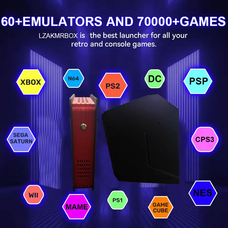 PS2/PSP/WII/N64/DC/SS 용 1T 듀얼 시스템 및 I3-3110M CPU가 장착 된 X4 레트로 비디오 게임 콘솔 남성용 선물 용 어린이 게임 선물 전면 이미지