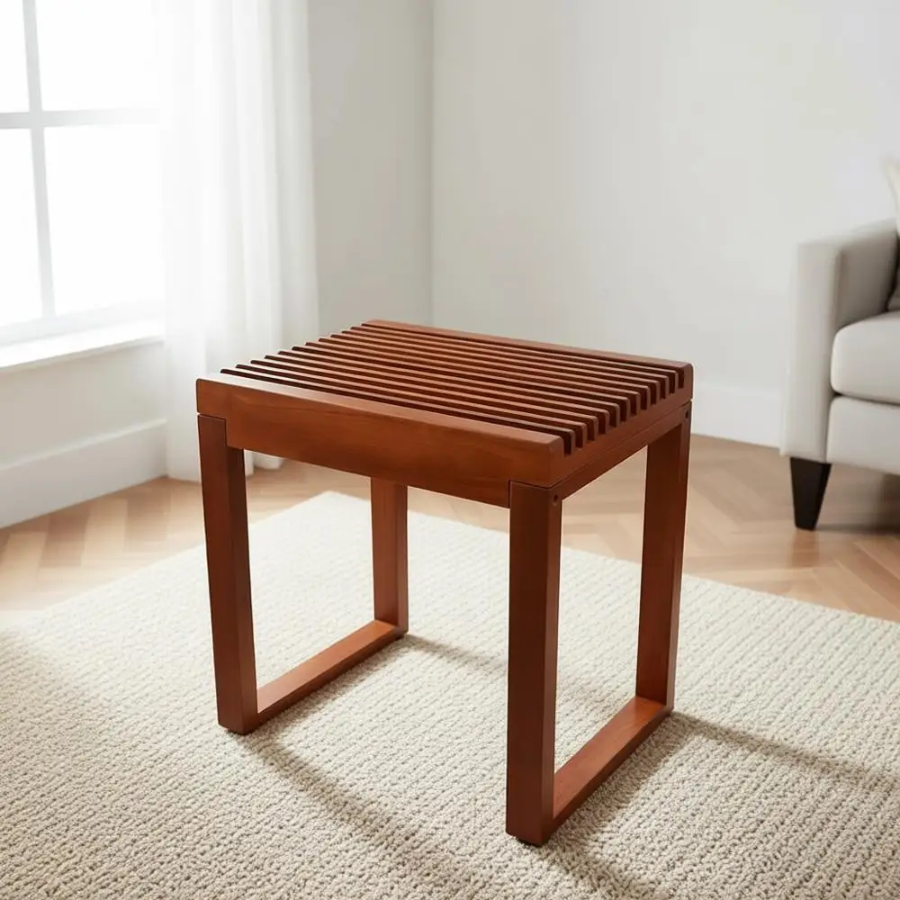 

15.7 Durable Wooden Shower Bench - 500 lbs Capacity, Waterproof Single-Tier Stool for Showers and Bathrooms, Ideal for Shaving,