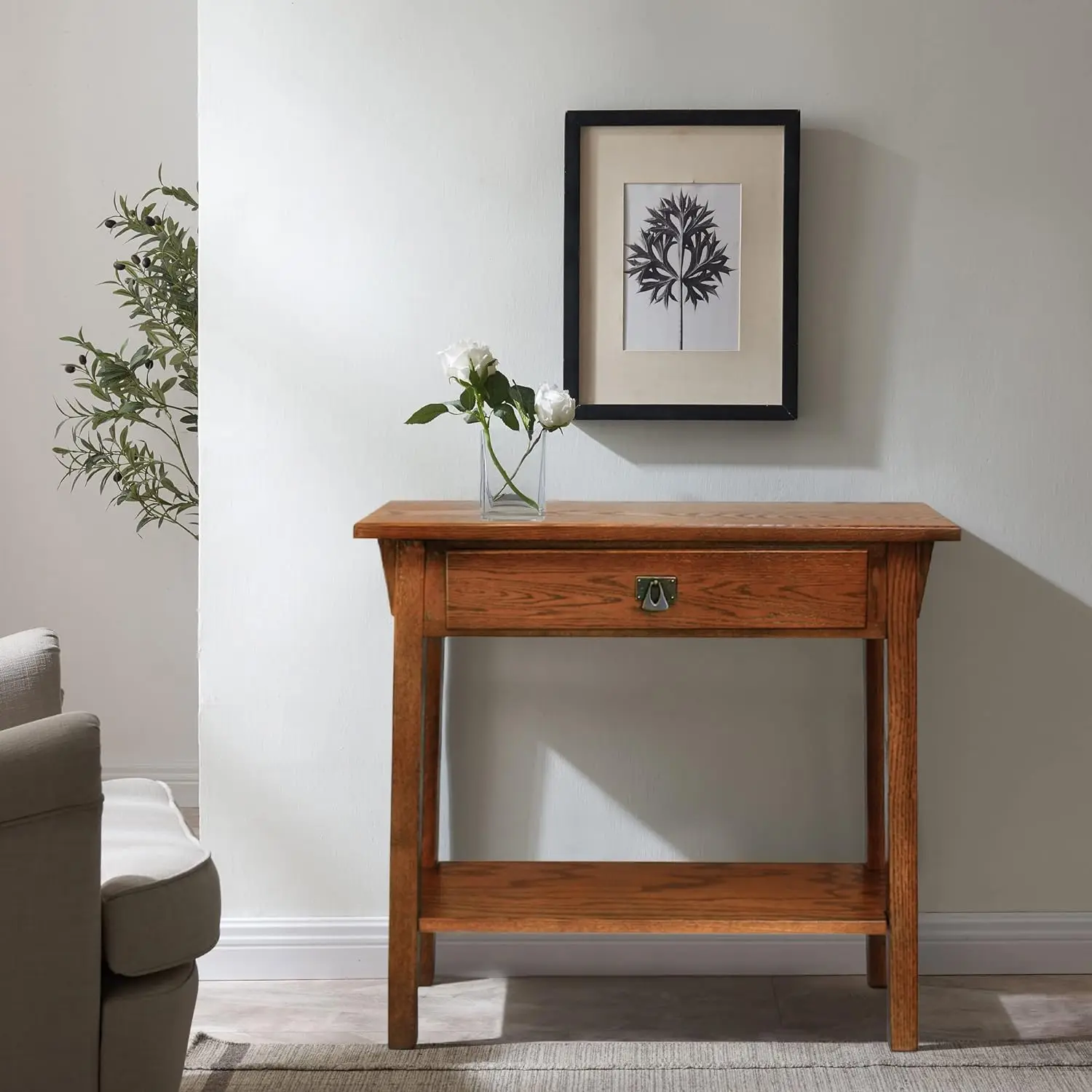 Console Entryway Sofa Table Made with Solid Wood for Living Room Hallway Office Bedroom Russet Finish 10 in x 30 in x 28