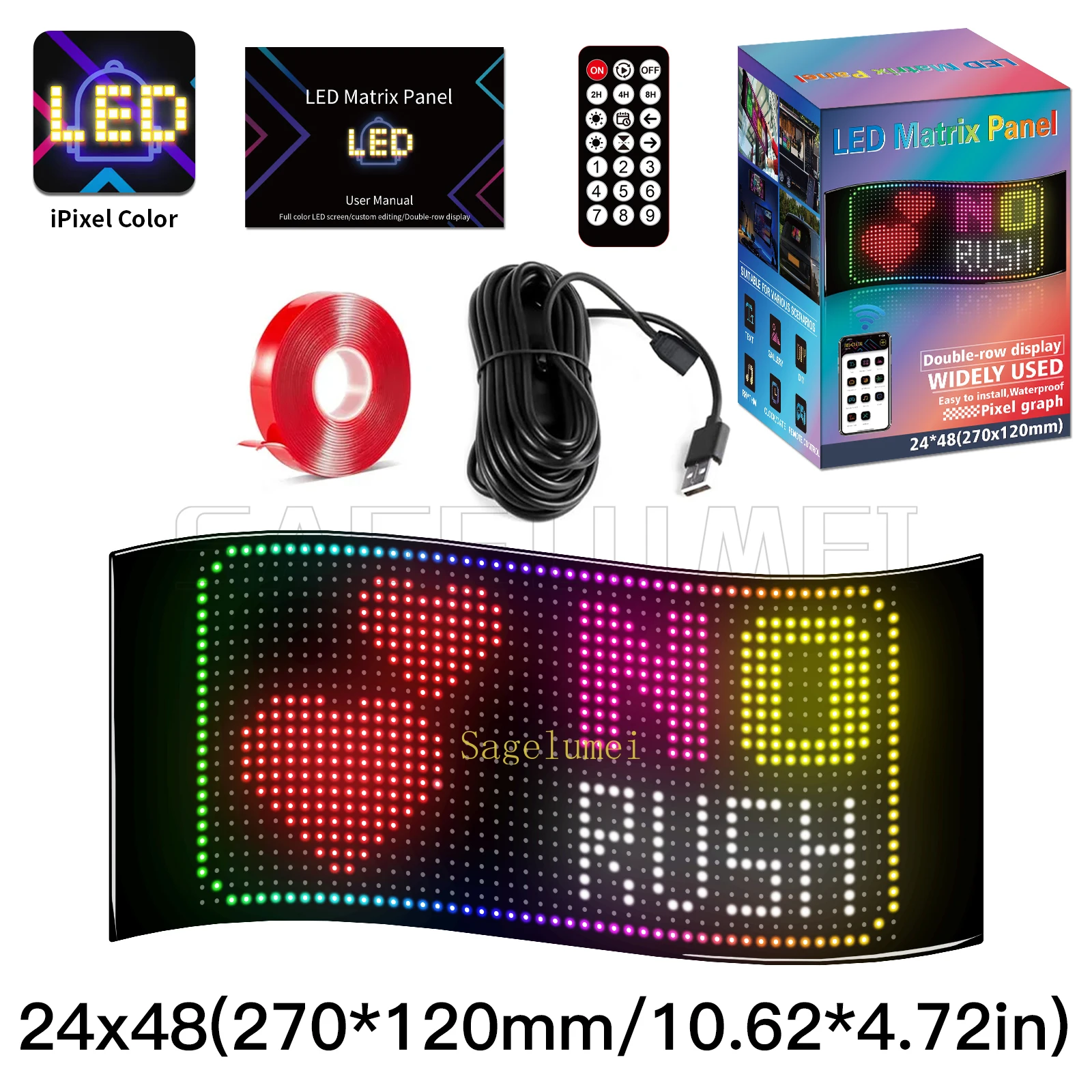 Mehrsprachiges zweireihiges Scrollschild, flexibler Bildschirm, App, DIY, programmierbare Bar, Party, Shop, Werbung, Matrix-Panel-Lampe