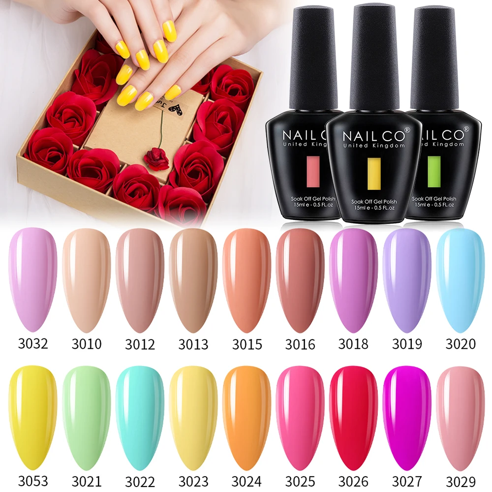 NAILCO 15ml Summer Vernis Gel Nail polish UV Nails Gel Nail Art Hot Color Series LED Base Top Coat All For Manicure Design Set