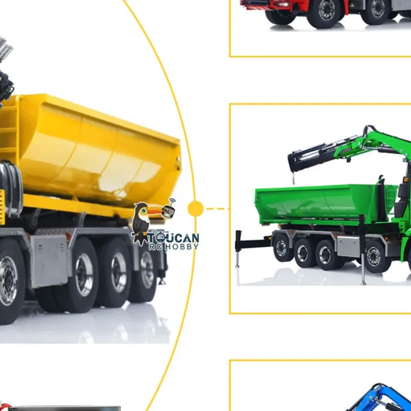 1/14 RTR 10*10 Remote Control Hydraulic Crane Dump BZ 3363 3 Transmission RC Tipper Center Differential Flowing Water Light Cars