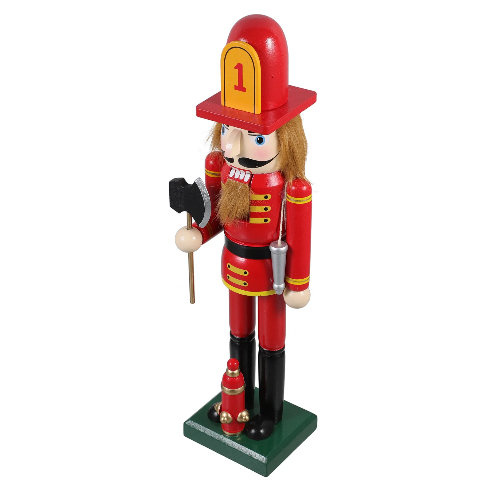 38Cm Firefighter Nutcracker Christmas Decorations Handcrafted Miniatures Collectibles Holiday Gifts Tabletop Displays Wooden