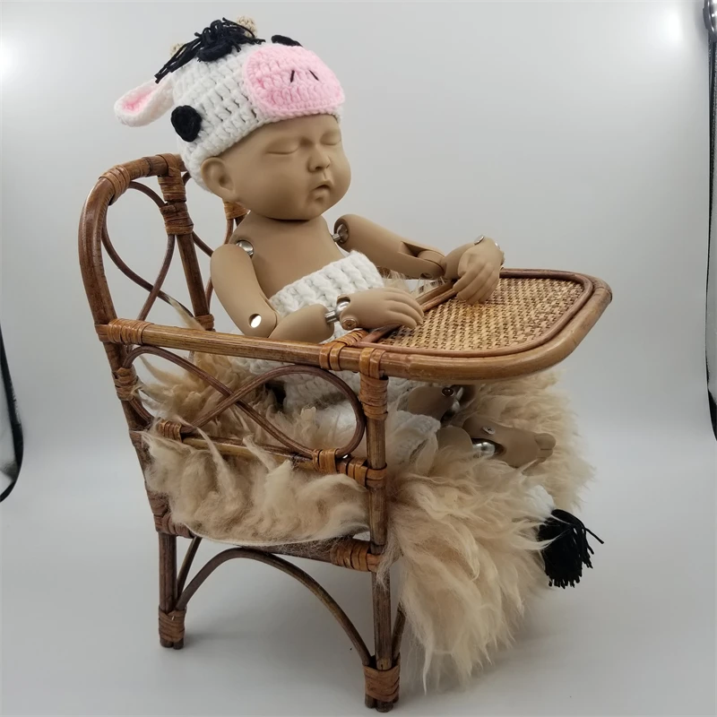 Newborn Photography Props Vintage Bamboo Baby Dining Chair Prop Basket Boy Photography Bed Newborn Photo Posing Prop Baby Crib