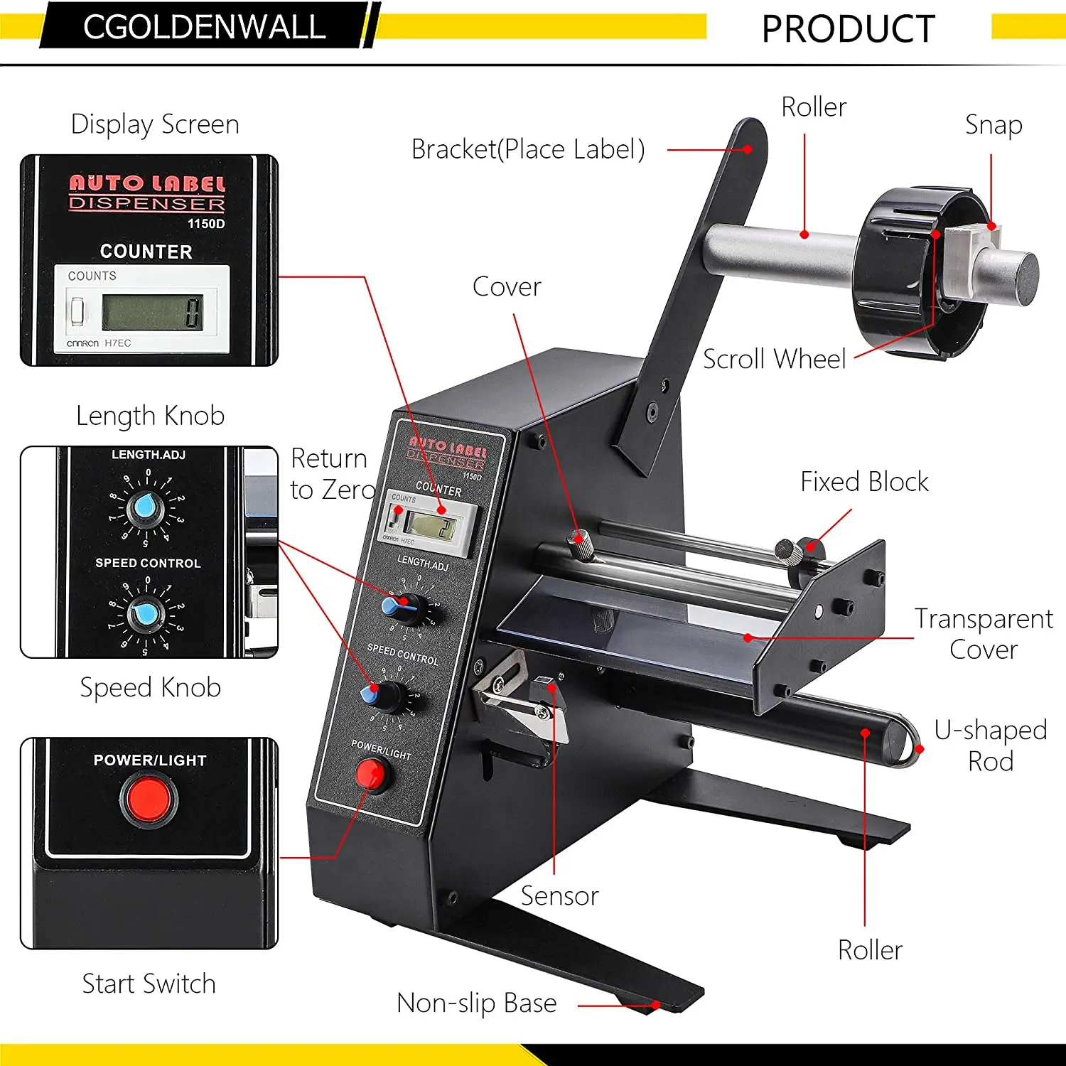 Automatic Label Dispenser Label Separator Automatic Counting Suitable for Label Length: 3-150mm Width: 4-140mm