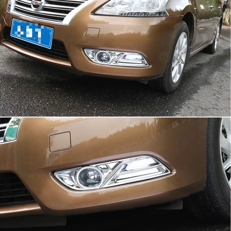 Chromed Front & Rear Fog Light Cover Trim For Nissan Sentra Sylphy 2012 2013 2014 2015-2015