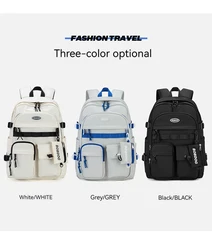 Mochila de nylon de grande capacidade para homens e mulheres, mochila de computador com bolso múltiplo, fivela de inserção simples, universal, carga