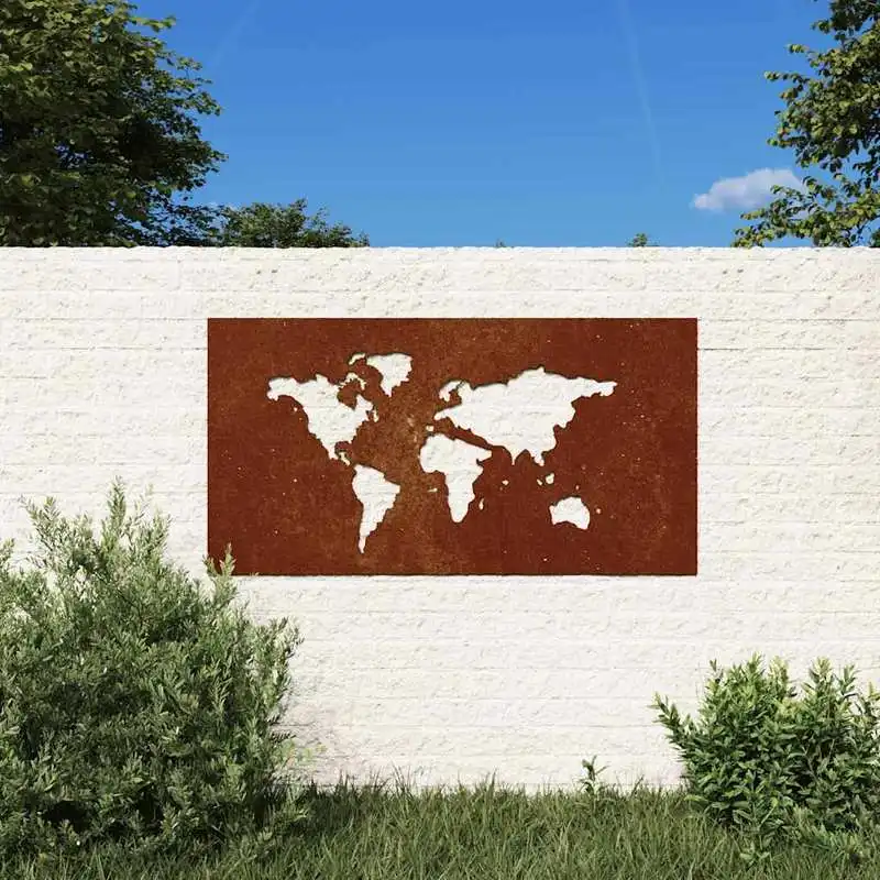 Décoration murale de jardin 105x55 cm design carte du monde
