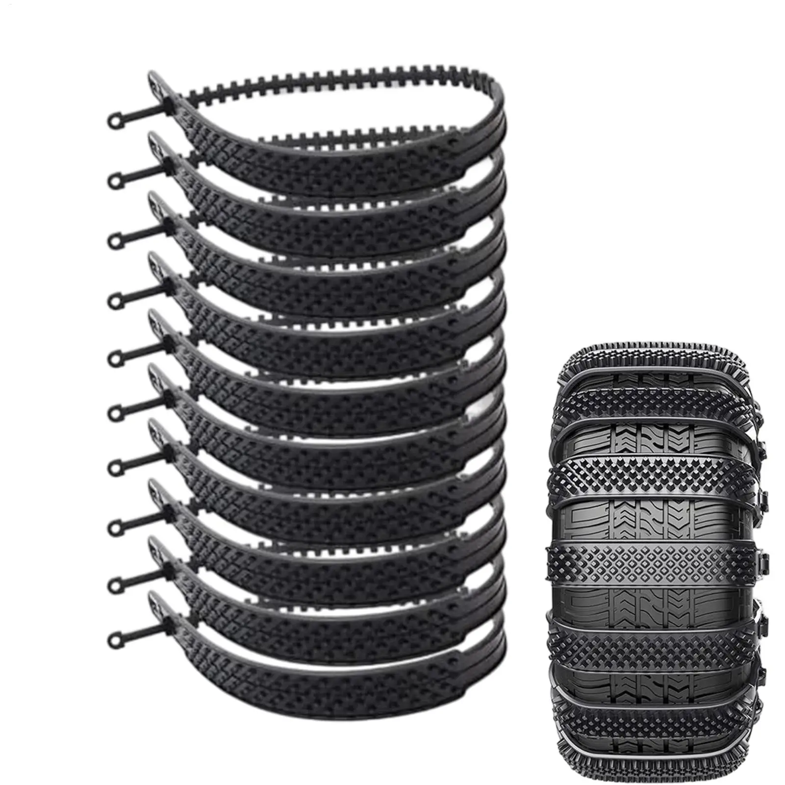 Snow Tire Straps 10 Pieces Adjustable Anti-Skid Car Grips Tire Straps for Snow for Auto Automotive Van Vehicle RV Truck SUV