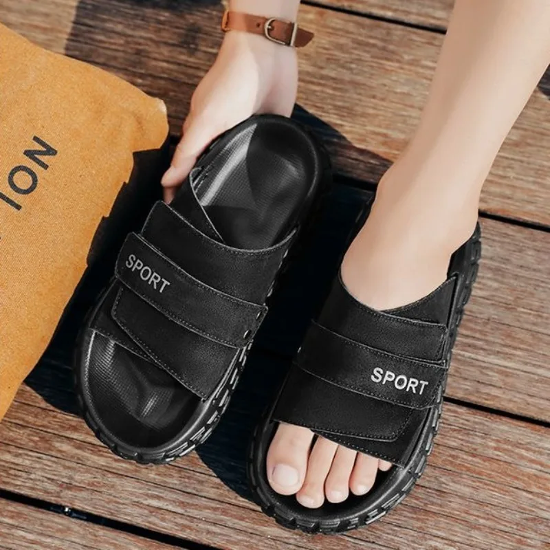 Mens Open Toe Flip Flops Ins Style Sport Slides Thick Cushion Tire Sole Sandals Lightweight Trendy Footwear