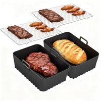 Silicone Air Fryer Mold With Grill Accessories for Ninja 2 Basket AF400EU/AF300EU/AF451EU/Double Stack/SL400EU 9.5L