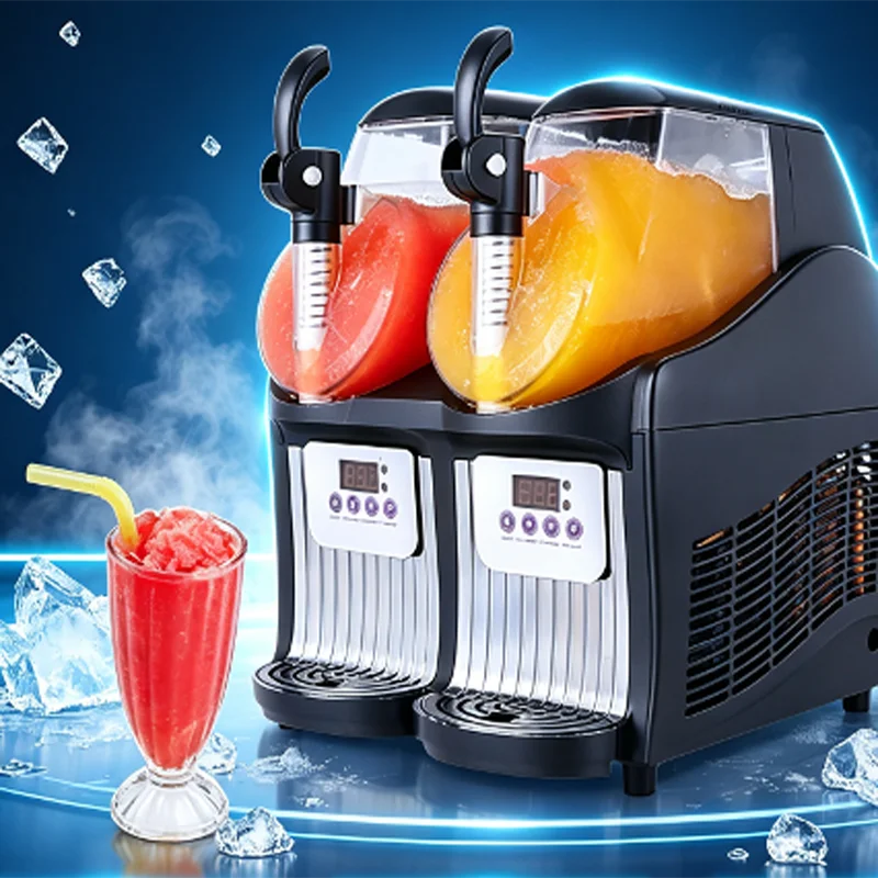 Commercial Double Bowls Beverage Juice Slush Machine  for Frozen   Drinks for Juice Bars Restaurants Coffee Shops