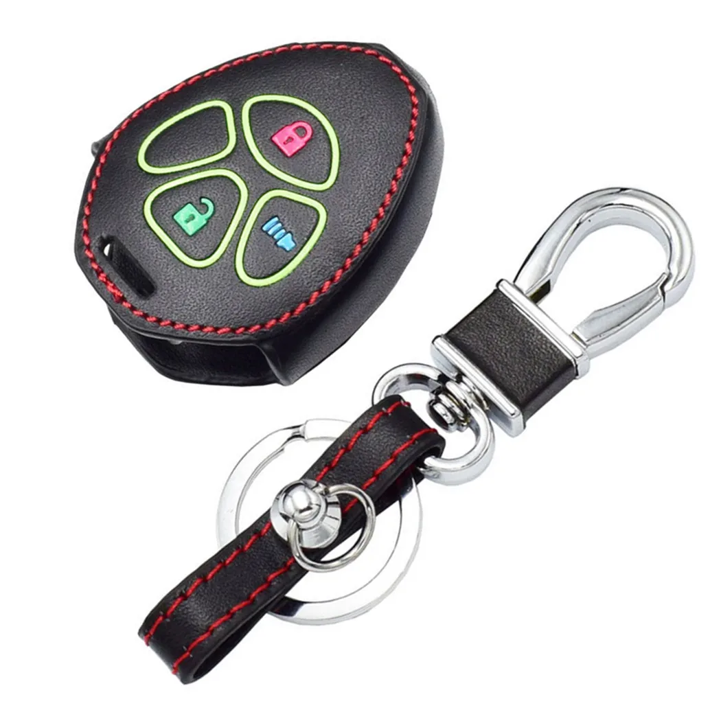

WFMJ Black Leather For Toyota RAV4 4Runner Scion Key Chain Cover Case Fob Bag Remote