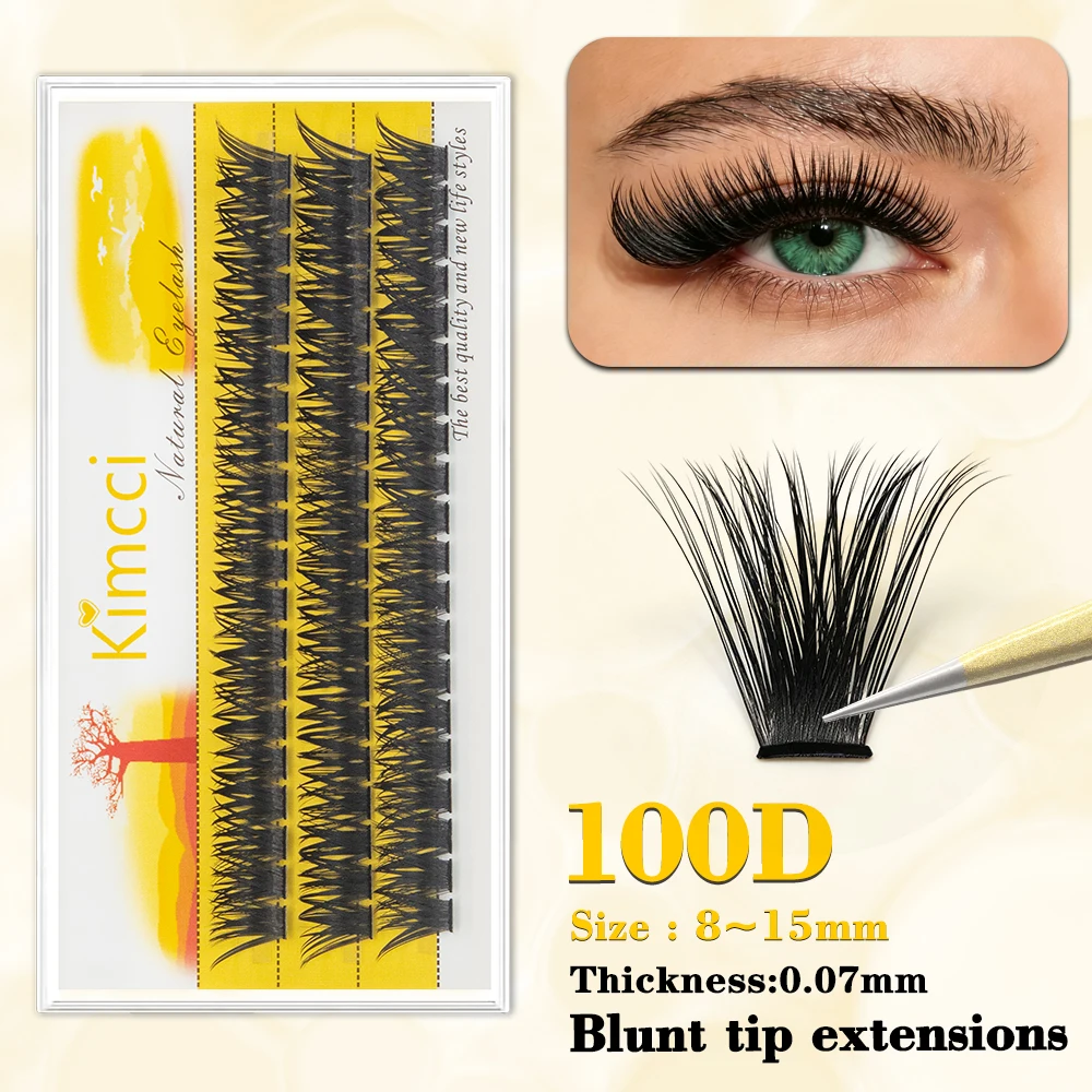 Cils Kimcci 100D à pointe arrondie, cils naturels et volumineux, doux et volumineux, faux cils 3D sans cruauté pour un usage quotidien, faciles à appliquer