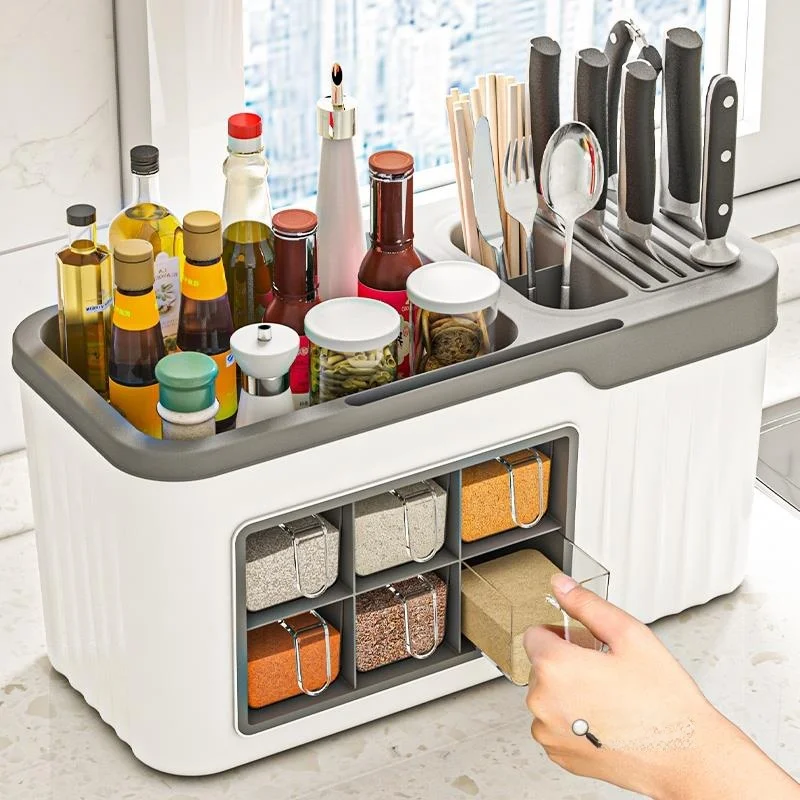 

Набор для хранения на кухне: многофункциональный японский органайзер для соли и специй на столешницу, контейнер для бутылок и банок